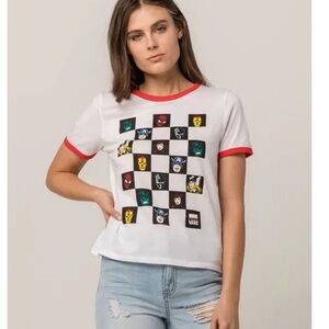 Marvel x Vans White & Red Ringer Graphic Tee size medium